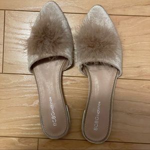 BCBG Pom Pom Mule Slides